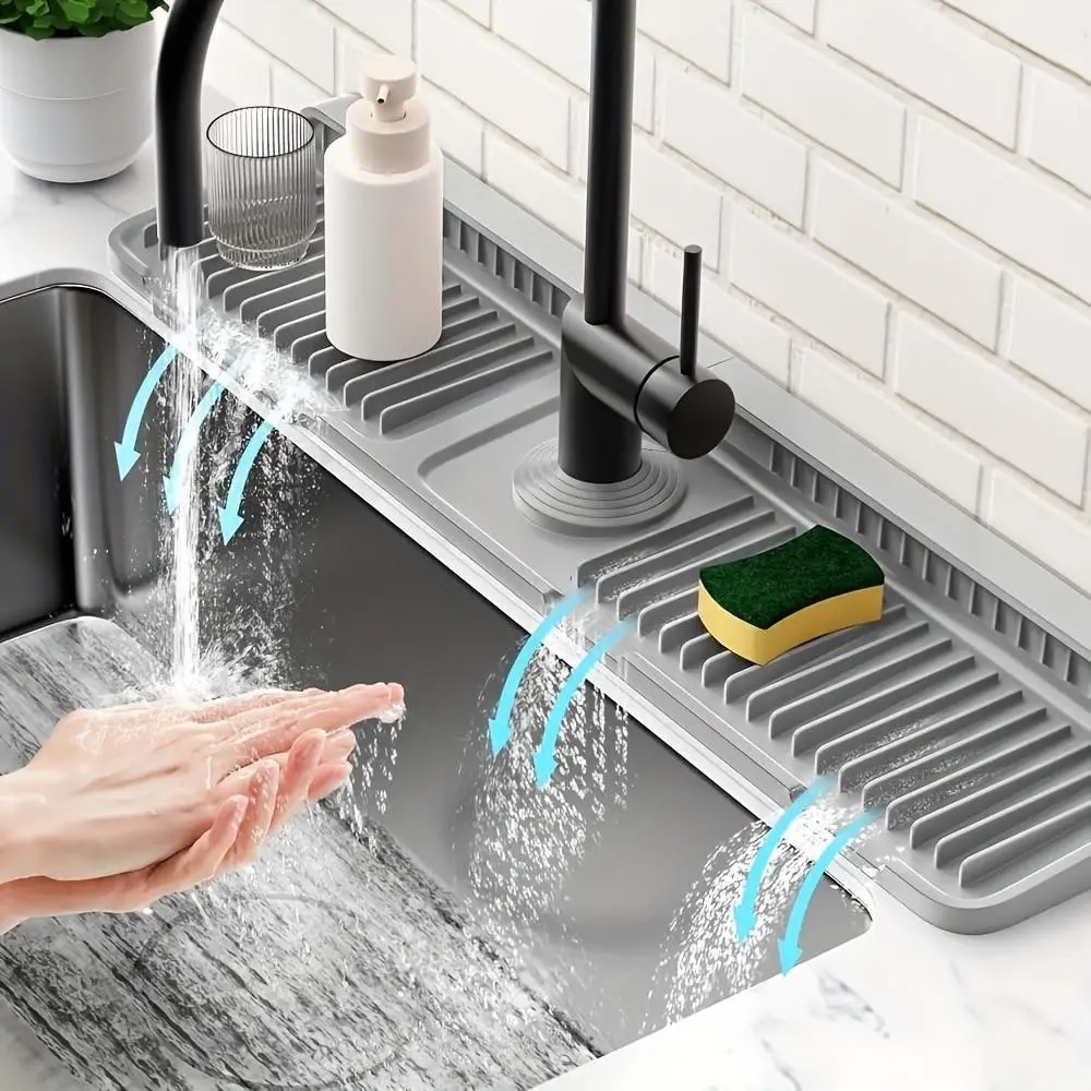 Quick-Dry Non-Slip Faucet Splash Pad, Water Splash Guard for Kitchen, Bathroom, Laundry Room, Single Hole Faucet Adapter