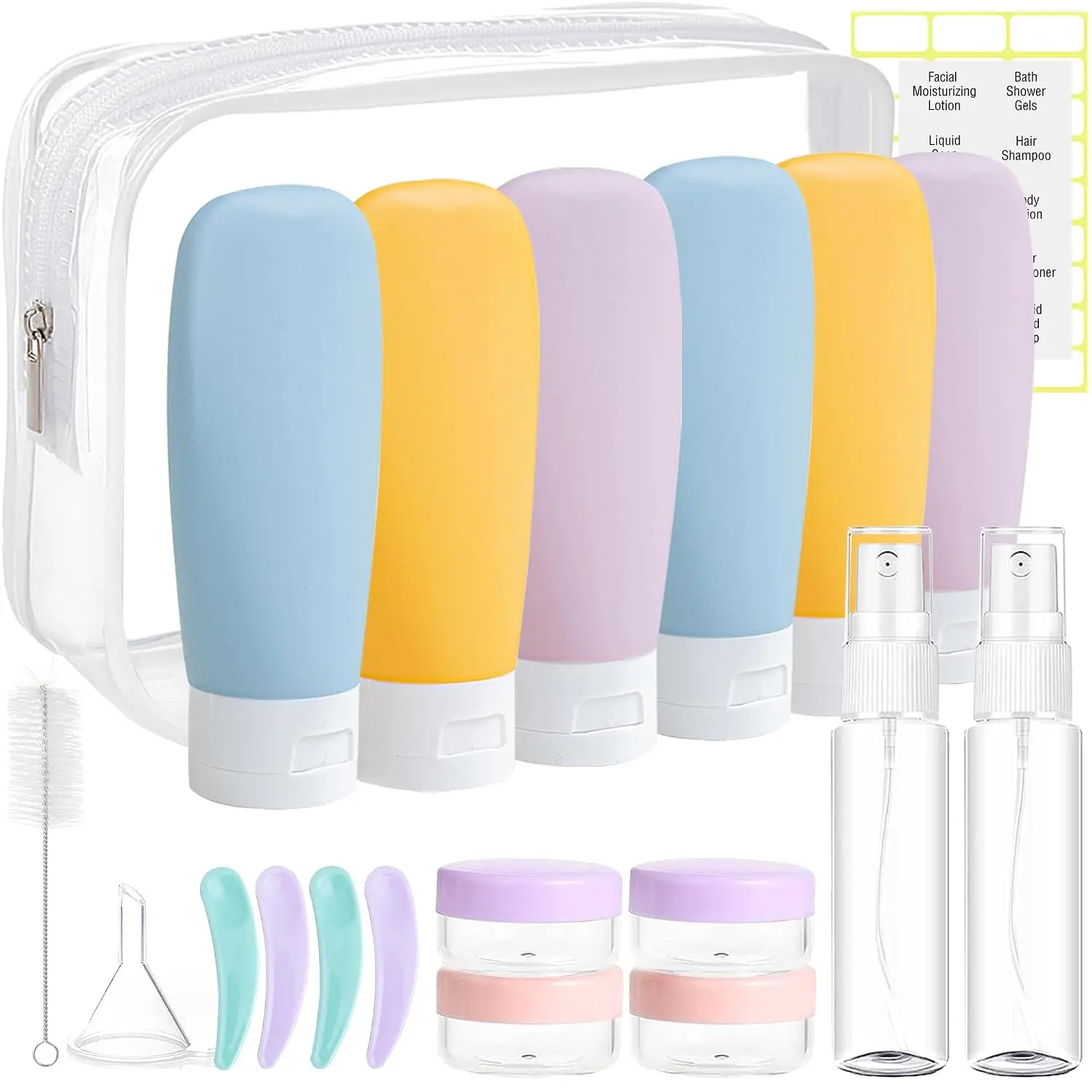 20 Pack Travel Bottles Set for Toiletries | TSA Approved, Leak Proof, Plastic Travel Size Containers, Refillable Accessories for Shampoo Conditioner Lotion Liquids