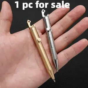 Copper Ballpoint Pen with Bottle Opener, Portable Travel Pocket Sign Pen, Business Office Gift, Includes 2 Replacement Nibs