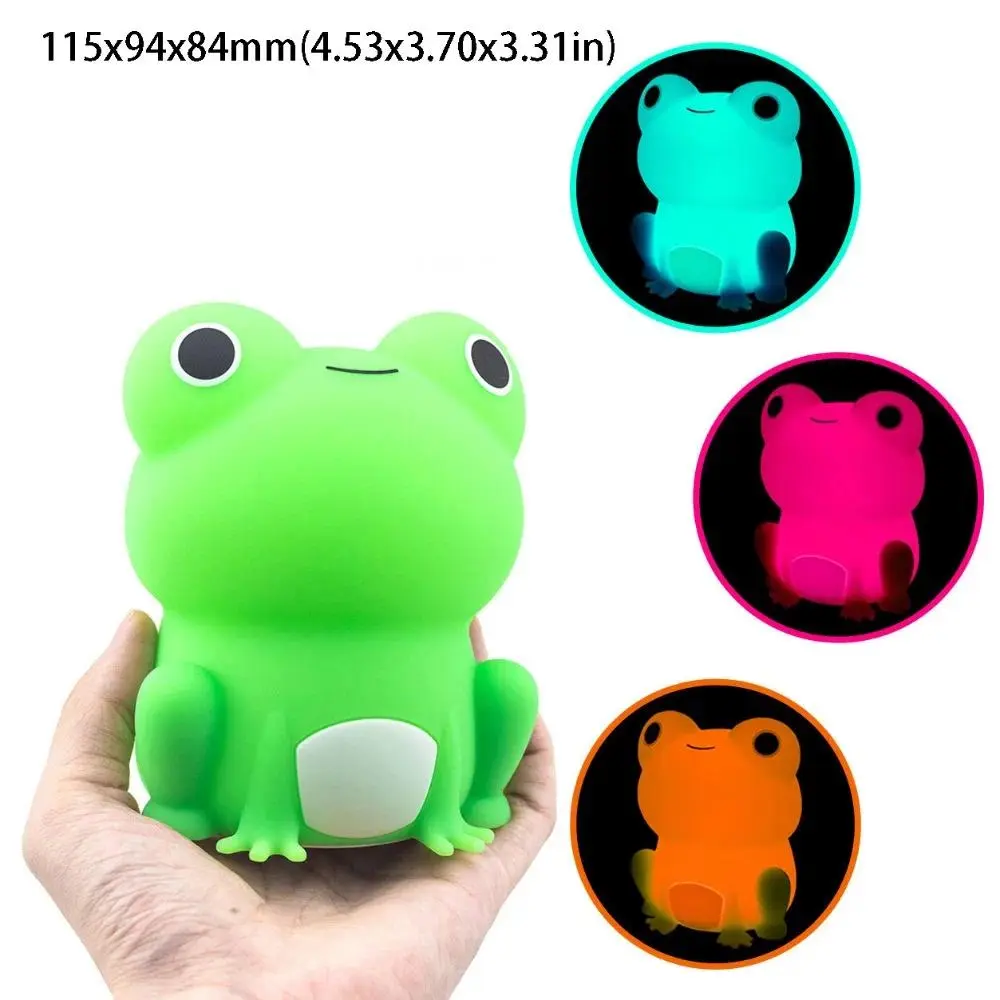 Soft Silicone Frog Animal Shape Night Light - Rechargeable, Colorful, Dimmable, Timer Function, Indoor Bedroom Home Supply for Party Gifts