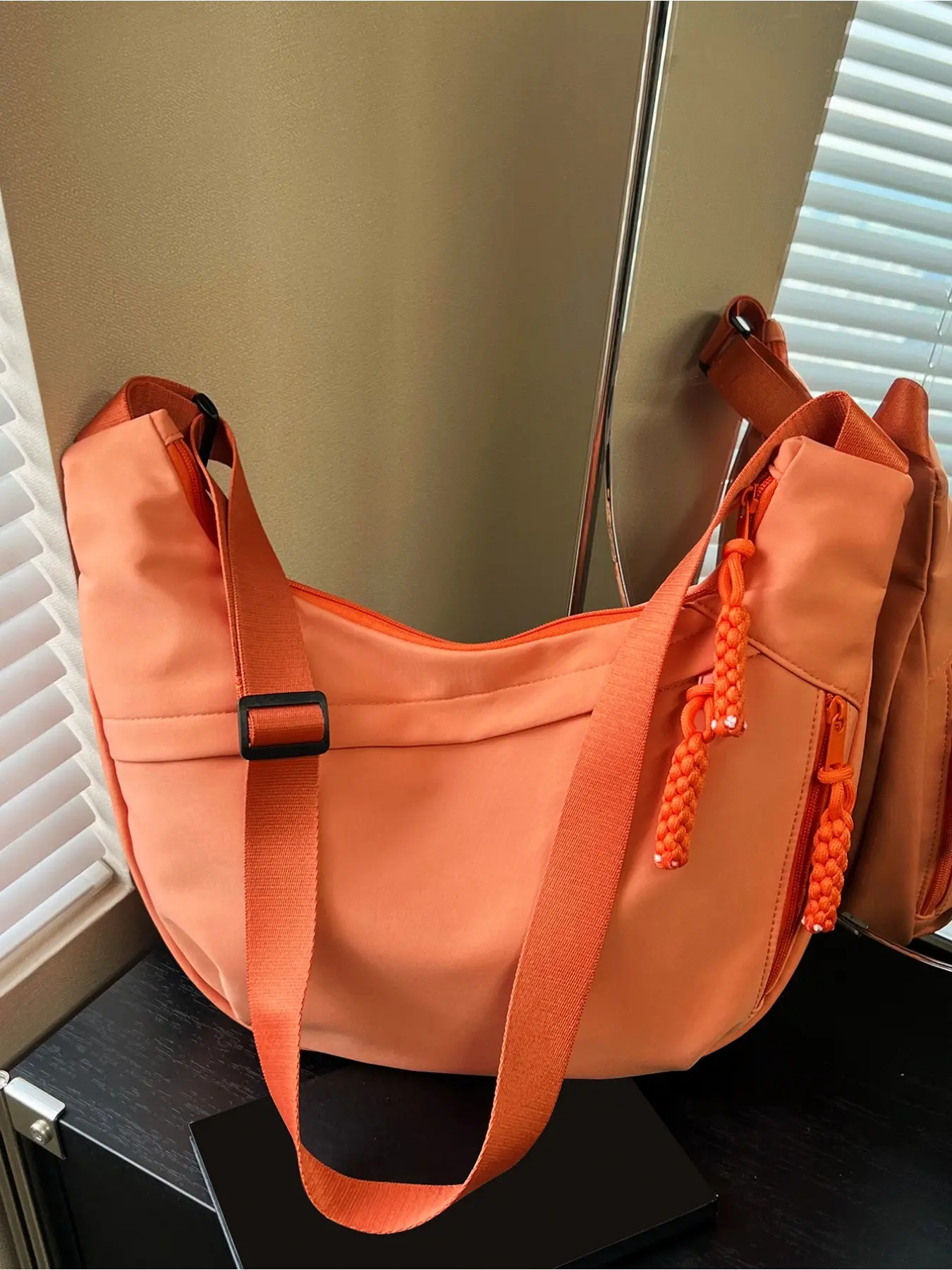 Nylon Crescent Hobo Handbag for Women - Crossbody Purse with Adjustable Strap, Lightweight Large Capacity Everyday Shoulder Bag