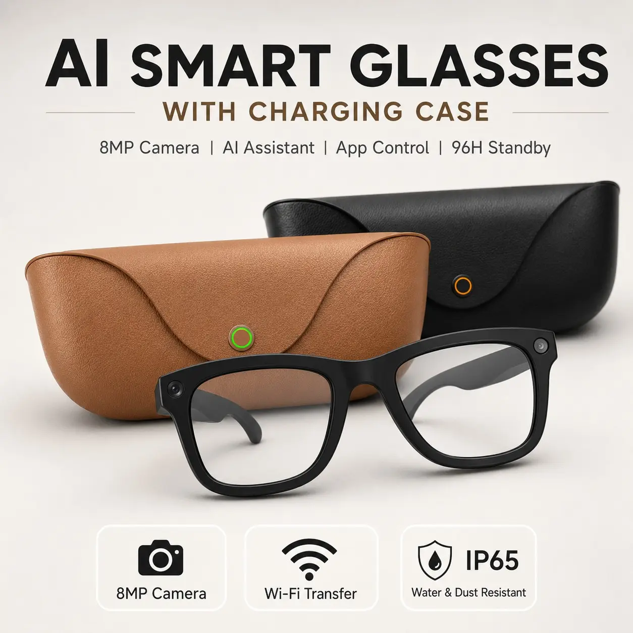 Men's Multifunctional Smart Glasses with Camera, Video Recording, Translation, Wireless Calling, Music Playback, Voice Assistant, 1080P, Tr90 Frame
