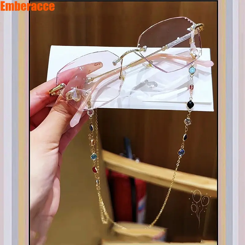 Women's Rhinestone Eyeglass Chain, Boho Glasses Strap with Secure Neck Hold, Non-Slip Eyewear Lanyard for Women, Stylish Glasses Holder for Travel, Beach & Outdoor Use