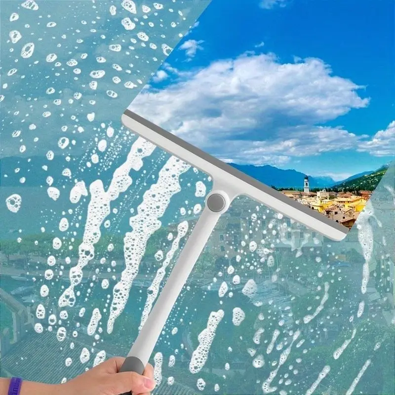 Glass Cleaning Scraper Squeegee Tool, Streak-Free Spotless Glass Cleaner for Home Use, Multi-Purpose Handheld Wiper Scraper for Bathroom Shower Doors, Mirrors, Household Windows, Car Windshield & Tile Surfaces, Heavy Duty Durable Silicone Blade, Ergonomic