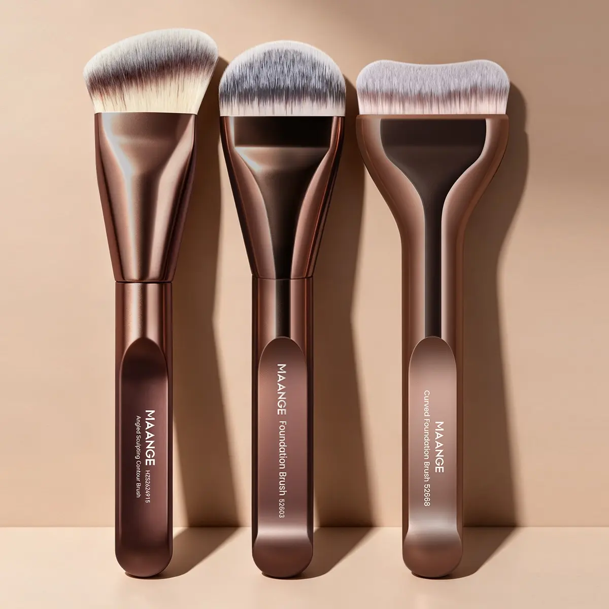 MAANGE Professional Makeup Brush Set, 3-Piece Foundation Blender, Contouring & Highlighter Brushes, Essential Beauty Tools for Perfect Application