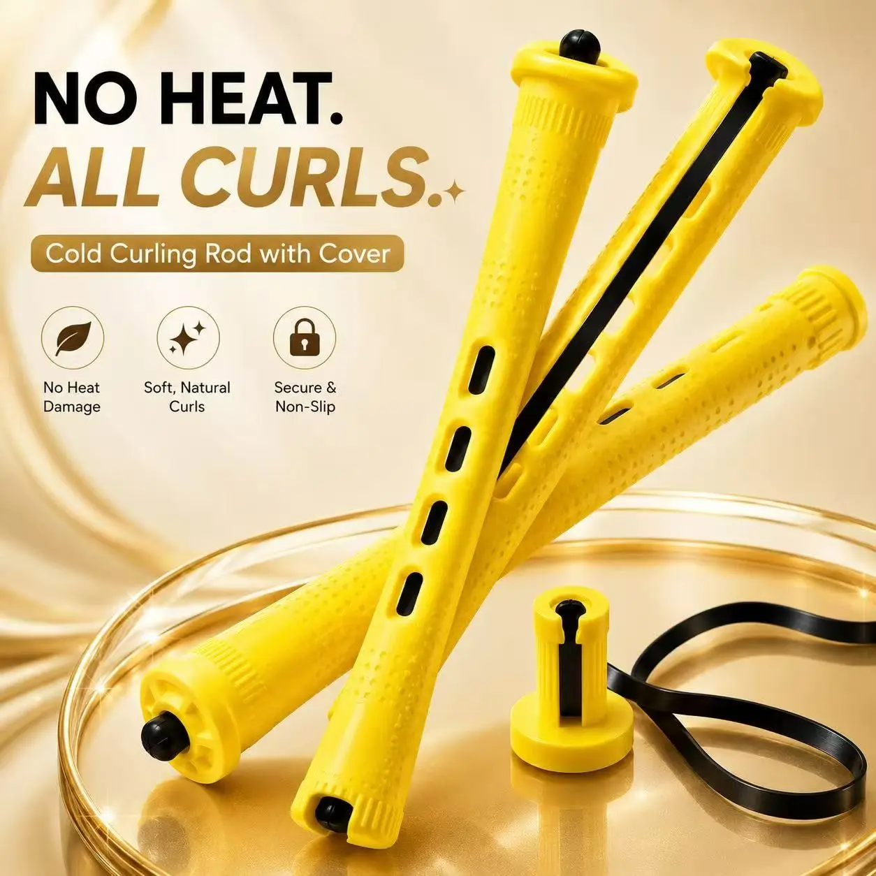 10/20/30/40/50/60Pcs Perm Rods Set for Natural Hair, Heatless Curling Rods with Lid, Plastic Cold Wave Hair Rollers, Non-Slip Curlers, Hair Curling Tool for Long Short Curly Textured Hair Styling, Heatless Styling Tools