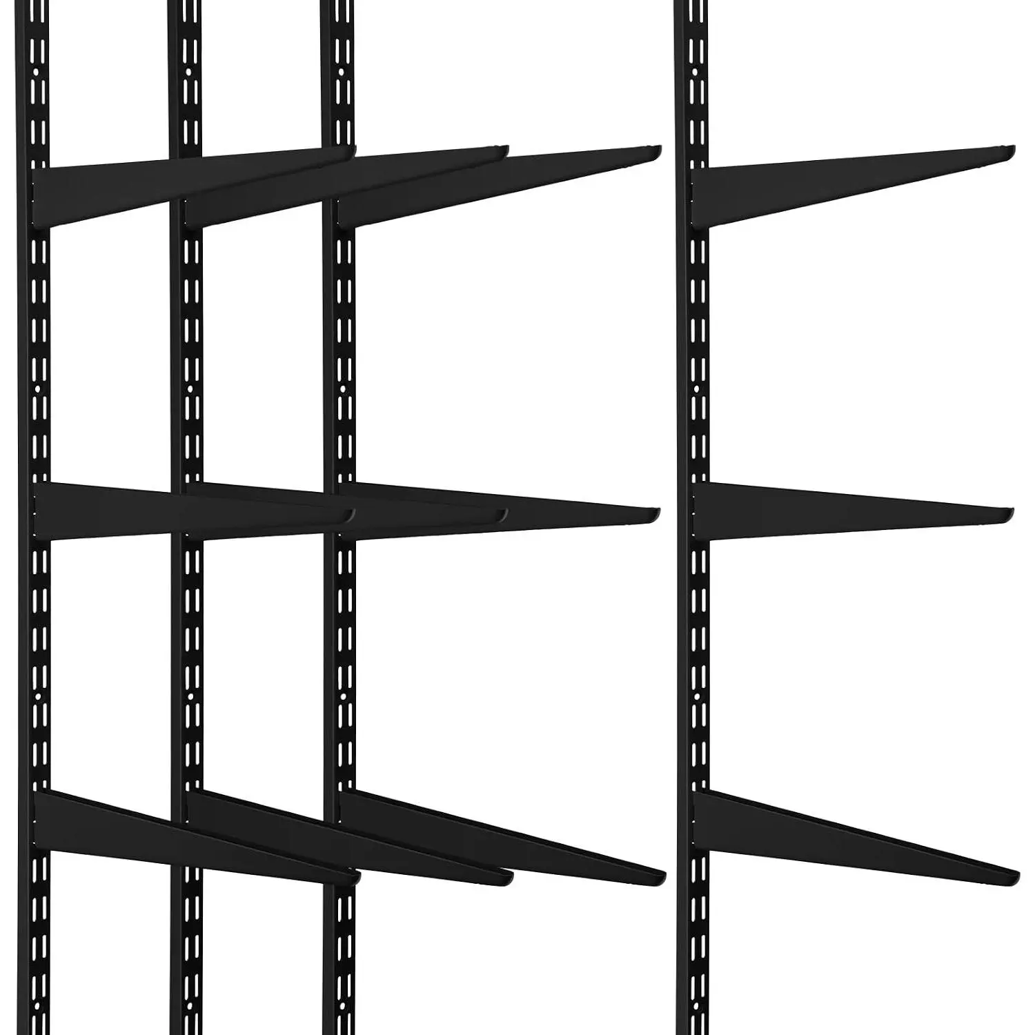 16 count  Track Upright Wall Shelving System with Shelf Bracket . 5 Inch Heavy Duty Adjustable Storage Rack Metal Support System for Kitchen Closet  Indoor (Black)
