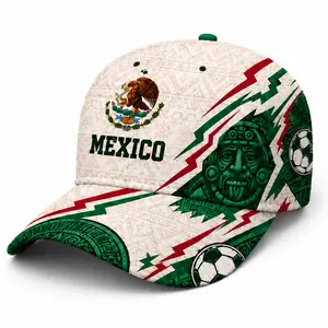 Mexico Soccer Aztec Baseball Cap Unisex, Cream Green Curved Brim Adjustable Snapback Hat for Men Women, Streetwear Outdoor Game Day Cap,sooners baseball,stylish golf,nets fan, football supporter ,raptor printed hat,official soccer,unisex summer,classic