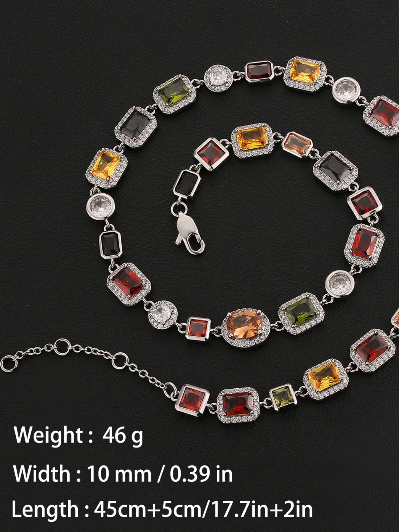 Colorful Rhinestone Decorated Pendant Necklace for Women & Girls, Fashion Jewelry for Party, Daily Clothing Decor, Elegant Rhinestone Necklace