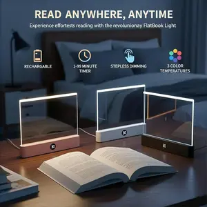 Rechargeable Acrylic Flat Book Light No Disturbance to Others 3 Colors