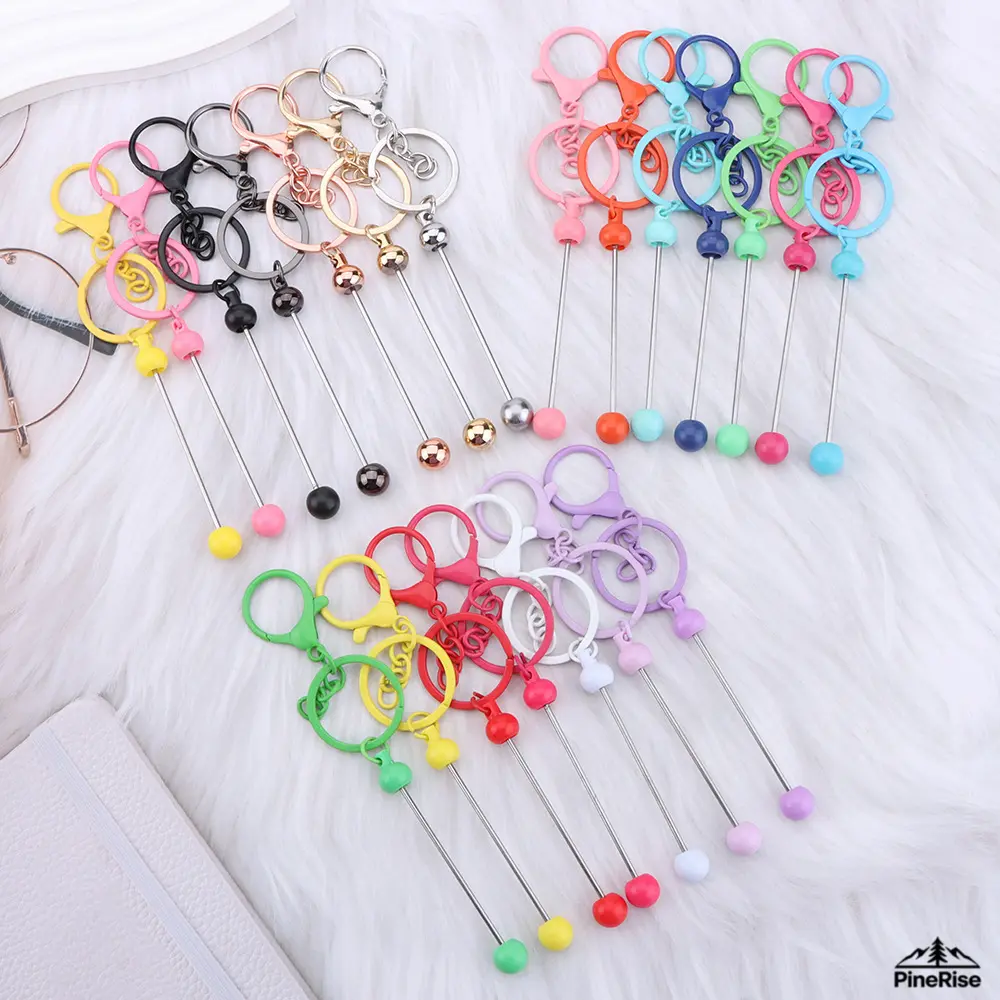 DIY Beaded Keychain - Lightweight Cute Charm with Decorative Metal Rings, Unisex Hanging Accessory for Round Keys, Bags - Indoor Leisure Use (Sports & Outdoor Recreation Equipment, Daily Wear)