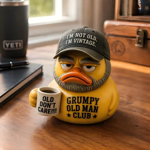 Vintage Resin Duck Ornament, Funny Desk Decor, Desk Ornaments, Birthday Gift for Dad, Coffee Lover's Animal Resin Creative Figurine, Office Stress Relief, Men's Fun Gift, Resin Animal Figurines, Decorative Duck Figurines