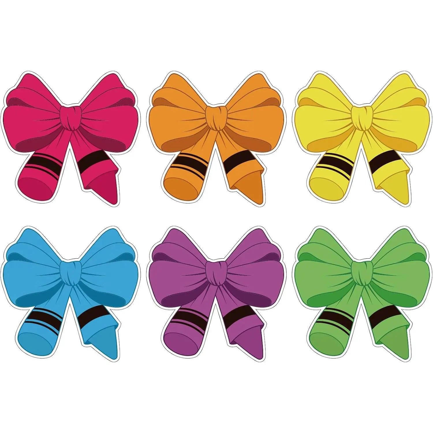 6 count Pastel Bows Bulletin Board Cutouts Colorful Crayon Bows Paper Accents Pastel  Classroom Decor for  to School Chalkboard Door Wall Decoration