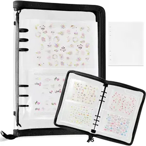 Sticker Book  Art Organizer Display 40 Slots Sticker Storage Organizer Binder Empty Stickers Holder DIY Design Tools (black)