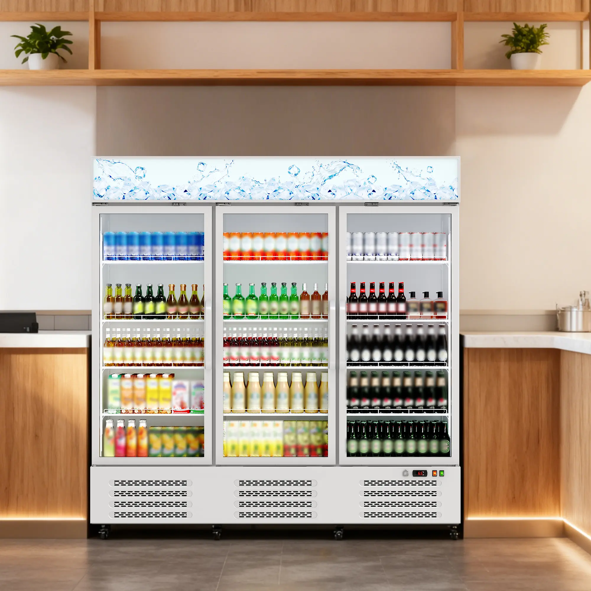 Commercial Merchandiser Refrigerator, 54.3 Cu.Ft. 3 Glass Door Beverage Display Cooler with LED Lightbox, Adjustable Shelves, Merchandiser Refrigerator Cooler,White Upright Drink Cooler for Grocery Store, Restaurant, Cafe, Bar