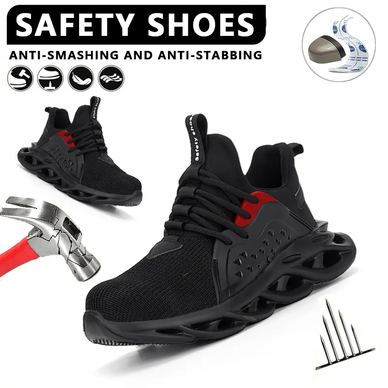 Men's Steel Toe Shoes, Men's Steel Toe Sneakers Low-cut design with steel toe cap, featuring impact resistance, puncture resistance, slip resistance and wear resistance. Perfect for construction, factories, warehouse operations safety men work Lightweight