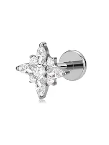 CZ Titanium Flat Back Earrings for Women Internally Threaded Front Screw ASTM F136 Implant Grade 16G - 18G Interchangeable Stud Cartilage Helix Tragus Conch Earring