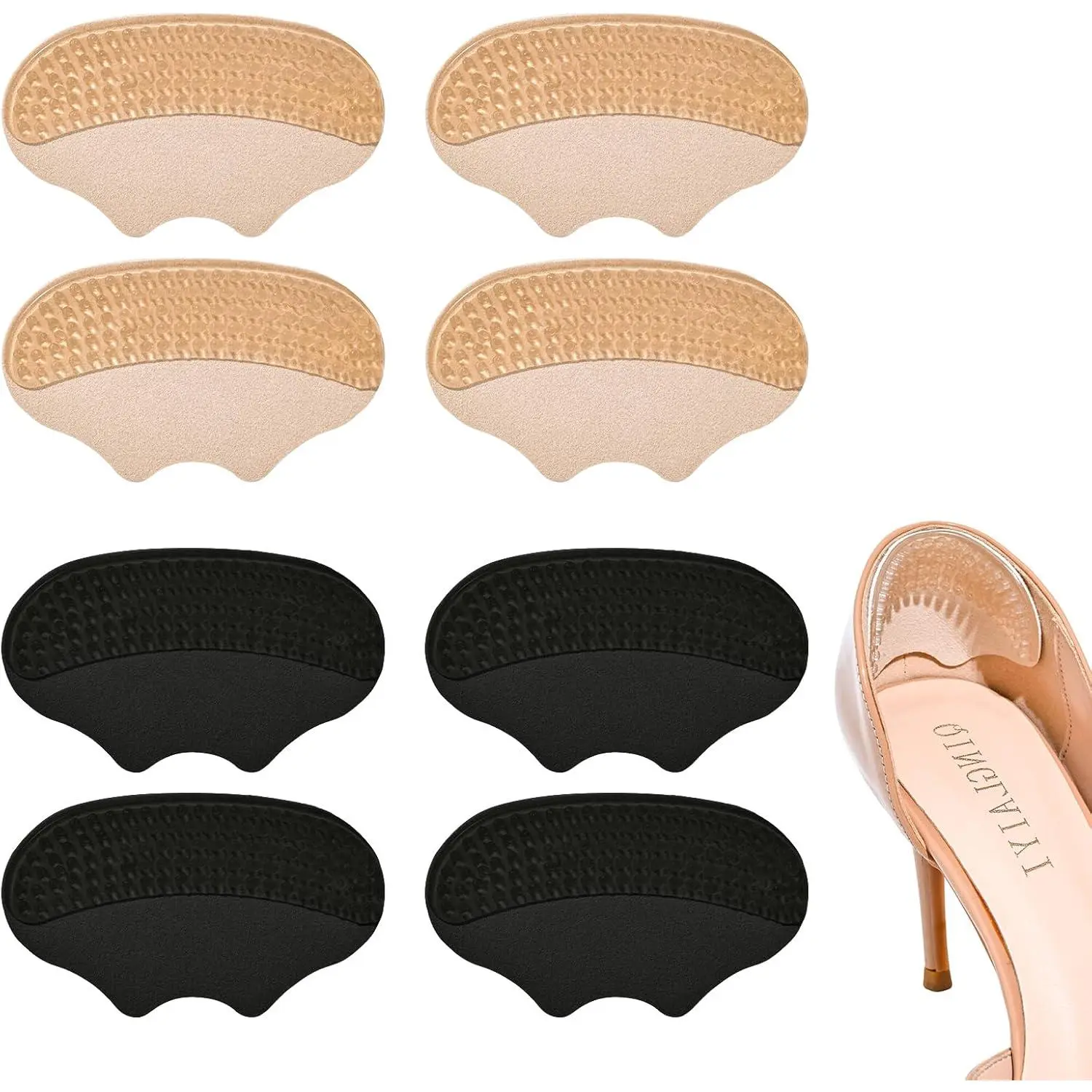 XINIFOOT Heel Pads for Loose Shoes, 4 Pairs Heel Inserts Grips for Women, Blister Prevention Heel Protector Cushion Liners, Shoe Fillers for Secure Fit (Beige & Black)