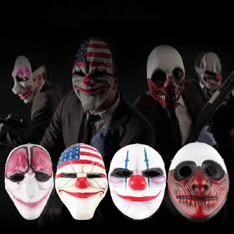 Halloween US Flag Clown Masks Masquerade Party Scary Clowns Carnival Mask Payday 2 Horrible Funny Pay Day Mask Prop Supplies