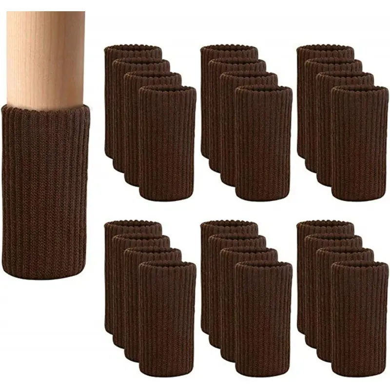 16/24 pieces of furniture leg socks - coffee knitted furniture socks, double-layer thickness chair leg floor protector, high elasticity chair leg cover furniture cap set, easy to move and reduce noise, Home Accessories