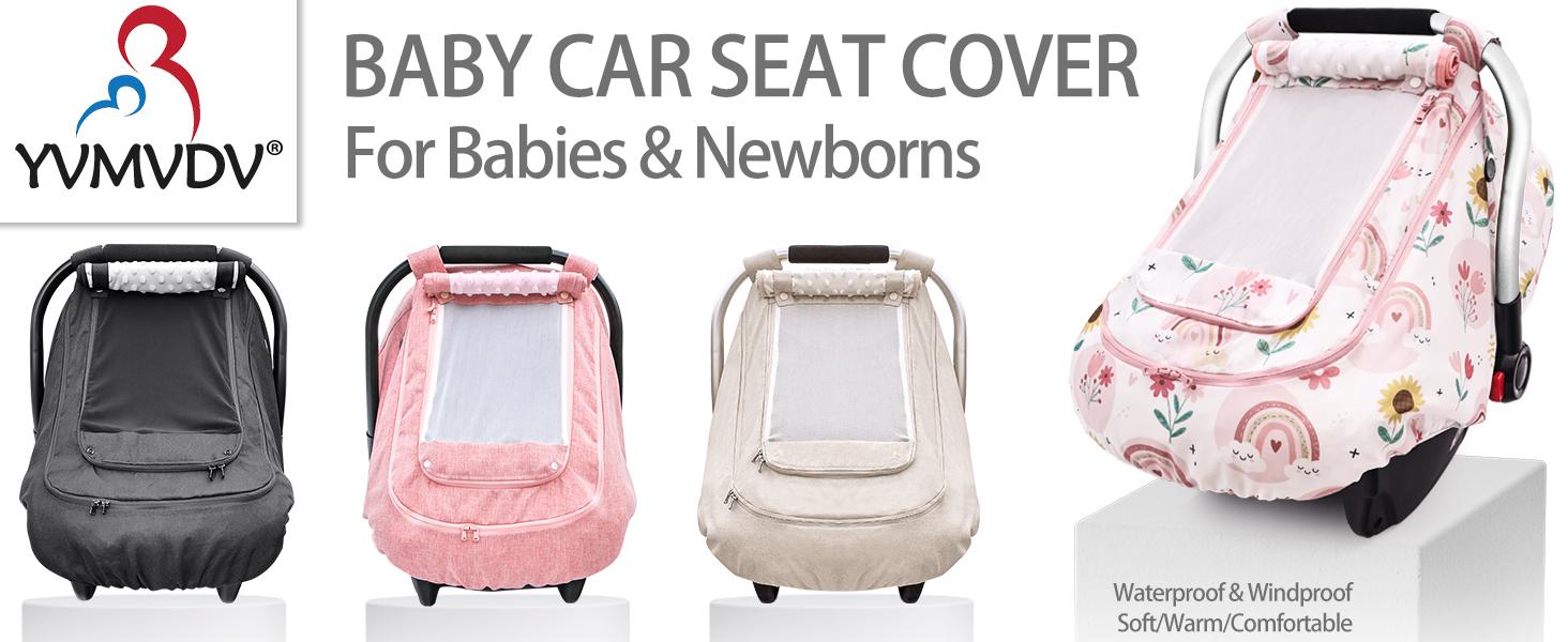 Baby Car Seat Cover,YVMVDV Patented Cold Weather Carseat Cover for Babies,Infant Car Seat Cover Canopy for Boy Girls, Keeps Babies Warm and Cozy (Rainbow)