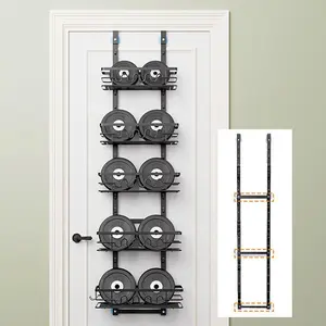 Garvee Over the Door Pantry Organizer, 5-Tier Heavy-Duty Metal Spice Rack with Wall Mount | Hanging Kitchen Storage for Narrow Doors, Adjustable Shelves for Home & Apartment Use