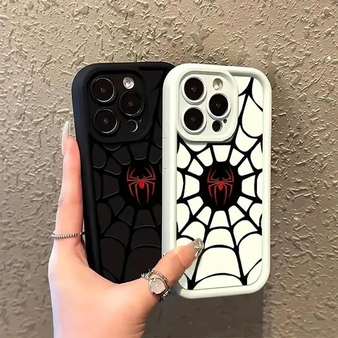 Red Spider Pattern Silicone Protective Smartphone Case for Multi-Models Fit iPhone 17,16 Pro,16,15,14 Pro Max,13,12,11,Air,XR,XS,E,Plus - Military-Grade Shockproof, Anti-Slip Mobile Phone Accessories Casing