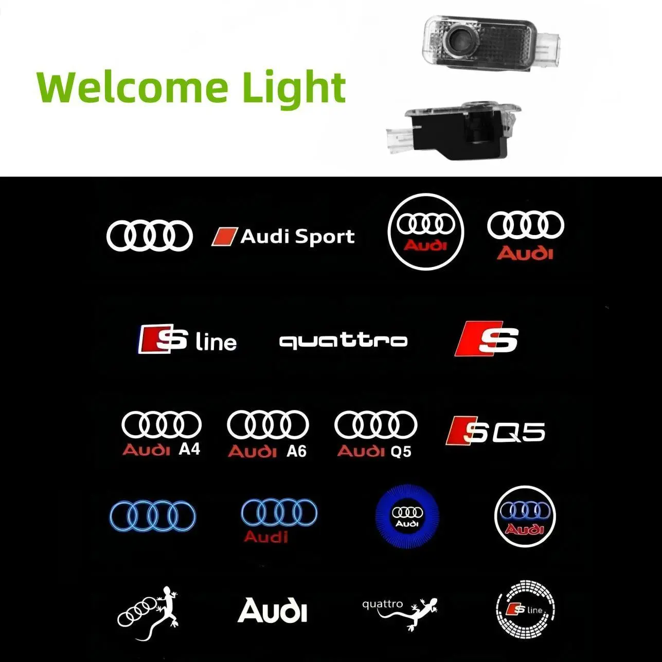 Car Projector Lamp LED Auto Door Welcome Light For Audi A4 A3 8V 8P 8L A6 C5 C6 C7 A5 A7 SQ5 Q3 Q5 Q7 S3 S4 S5 RS Sline Quattro