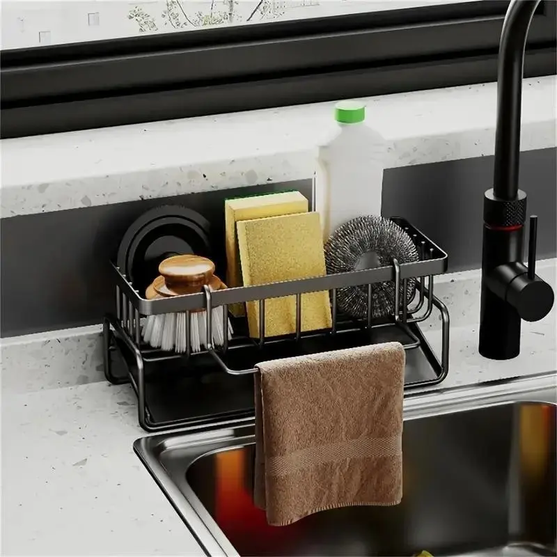 Kitchen Sink Organizer, 1 Count Space-Saving Rack for Sponges, Soap, Brushes and Cloths, Cleaning Tool Storage for Home and Dining Room