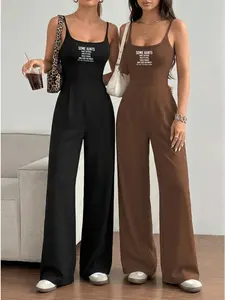 New European Style Fashion Backless Casual Jumpsuit, Women's Strappy Romper, Trendy and Comfortable, Perfect for Daily Wear