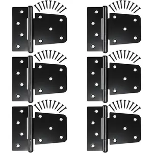 Heavy Duty 3.5 Inch Black Iron Gate Hinges 6 Pack for Wood Shed Barn Door Fence Gate Swing Door, Screws Included