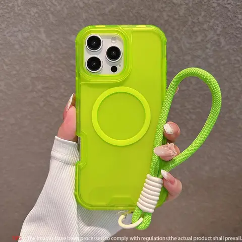 3-in-1 Magnetic Case for MagSafe Transparent Skin+Wrist Strap Phone Case Magnetic Cellphone Protector lpone 17 16 15 14 13 13 12 11promax plus Drop-proof Design Essential Case for Men and Women Case Shockproof Accessories