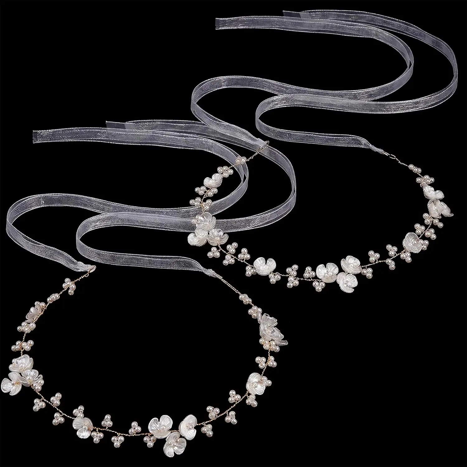 2 count Flower Girl Hair Accessory,  Flower Girl Headpiece | Adjustable Wedding Headband,  Crown,  Headpiece for Women Girls, Wedding Birthday Party First Communion