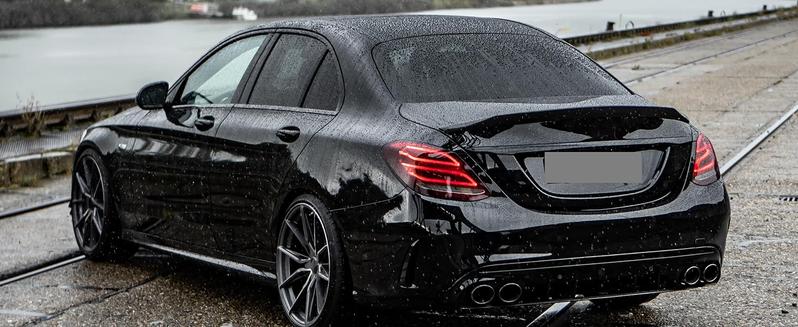 Duckbill Spoiler Wing Compatible with 2008-2014 Mercedes Benz W204 C-Class C180 C200 C250 C300 C350 C63 All Sedan Models Tail Wing Rear Trunk Lid ABS Plastic (Carbon Fiber Color)