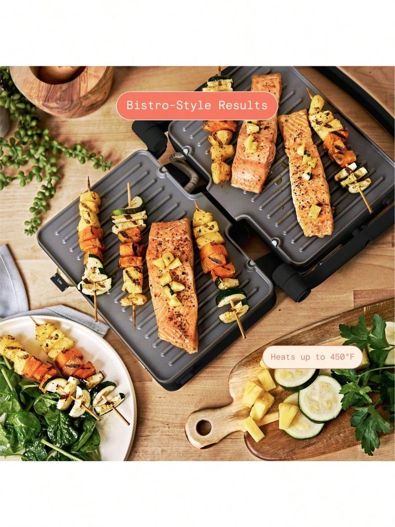 Premium 2-in-1 Panini Press & Grill with Nonstick Plates – White Finish, Dishwasher-Safe