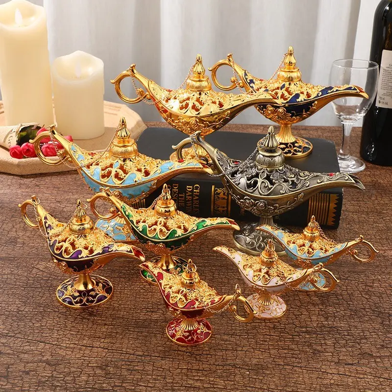 3-Piece Luxury Aladdin Lamp Set, Court Banquet Decorative Ornaments, Elegant Craftsmanship Figurines for Home Decoration