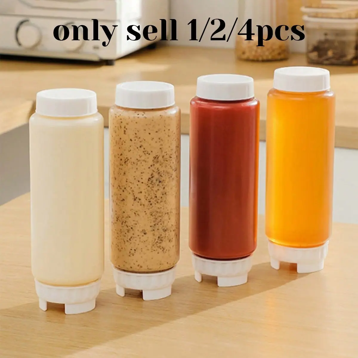 Reusable Inverted Condiment Squeeze Bottles, Refillable Spray Nozzle, Large Dispenser for Sauces, Yogurt, Syrup, Kitchen & Restaurant Use