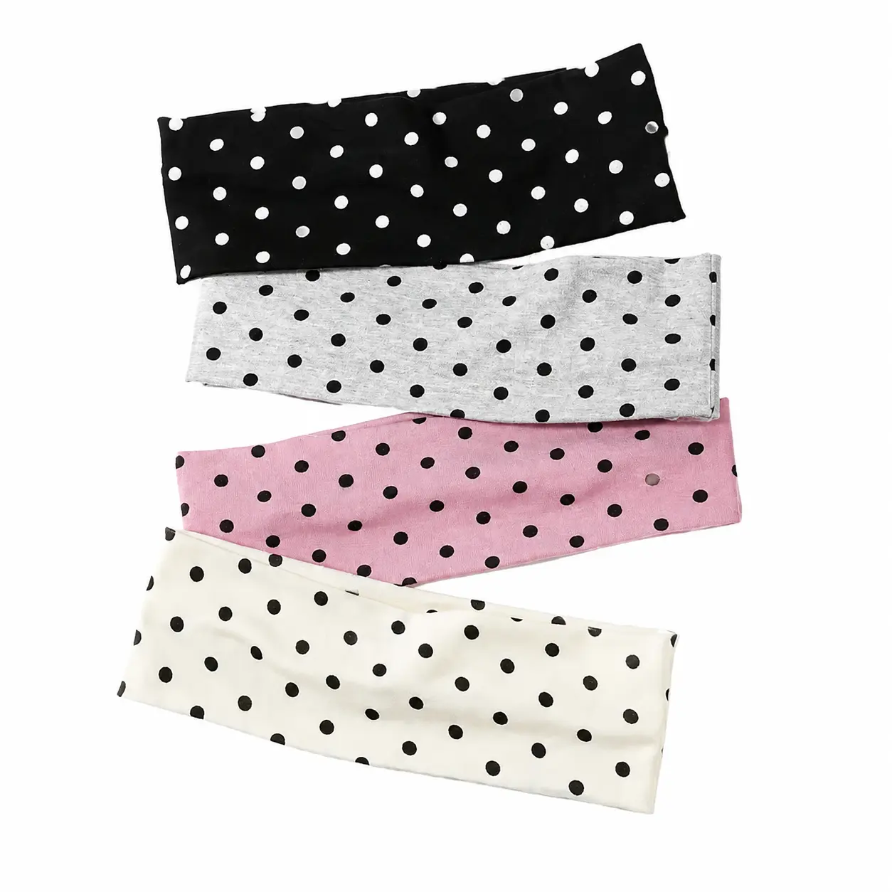 Soft Nylon Polka Dot Headbands for Women – 4-Pack Stretchy Athletic Hair Accessories Designed for Thick Hair, Gym Use, and Daily Wear, Minimalist Design with Comfortable Fit, Perfect Gift for Teens and Adults