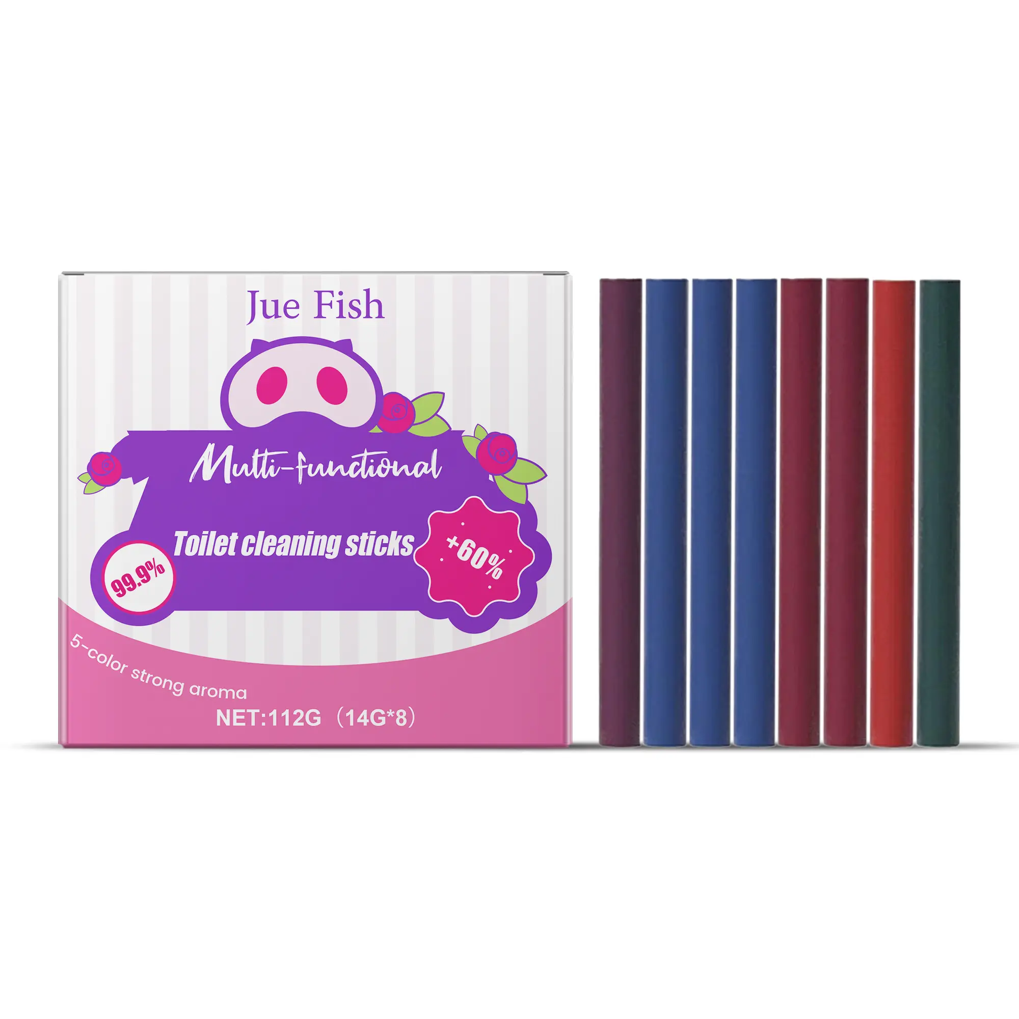 Jue Fish Multifunctional Household Toilet Detergent Stick (112g) - Eliminates Odors, Removes Stains, Cleans Urine Residue with Multi-Effect Action