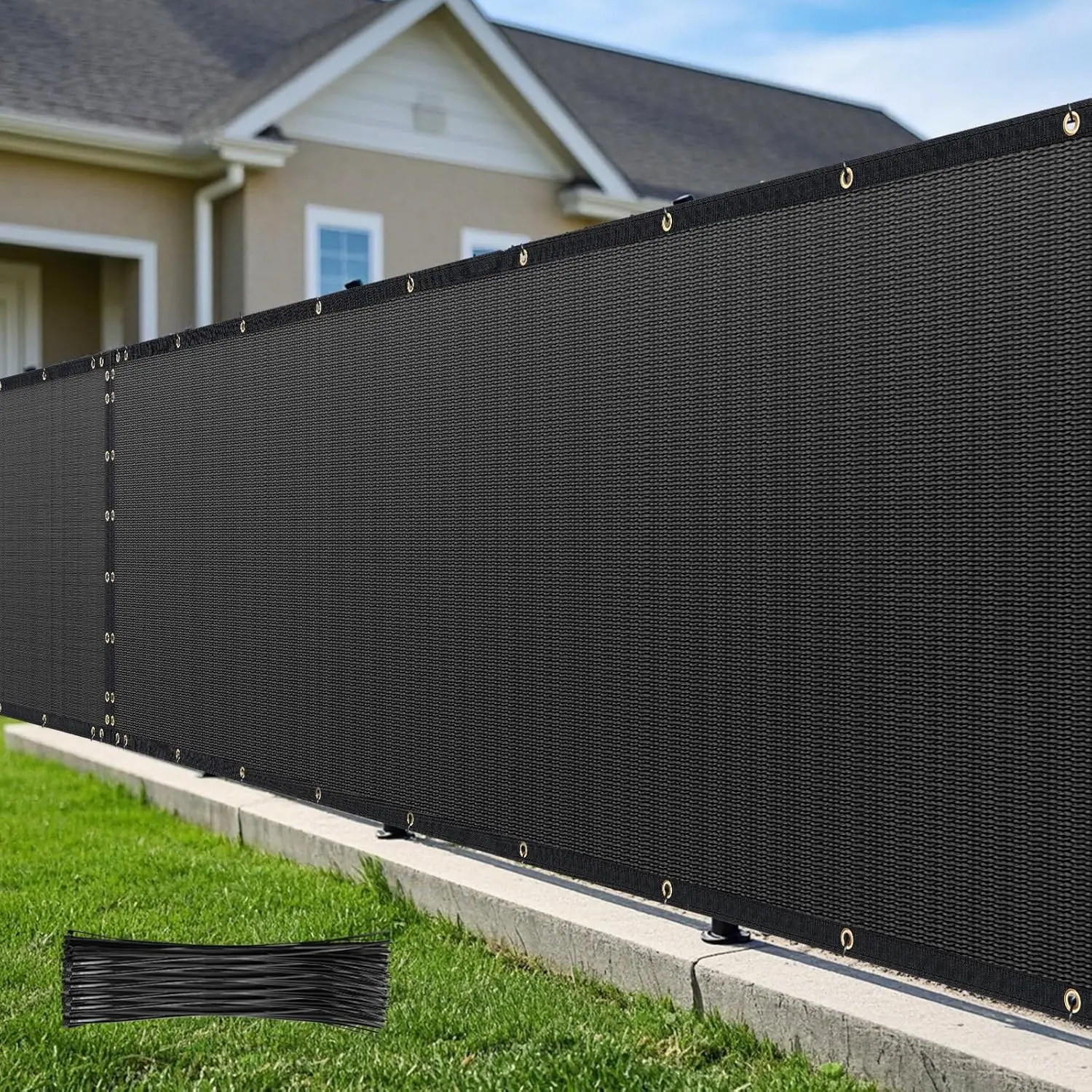 4' x 25' Fence  Screen, Fence Shade Covers - 90% Blockage Heavy Duty Fence Panels for Garden Backyard Outdoor  Decoration (Black)