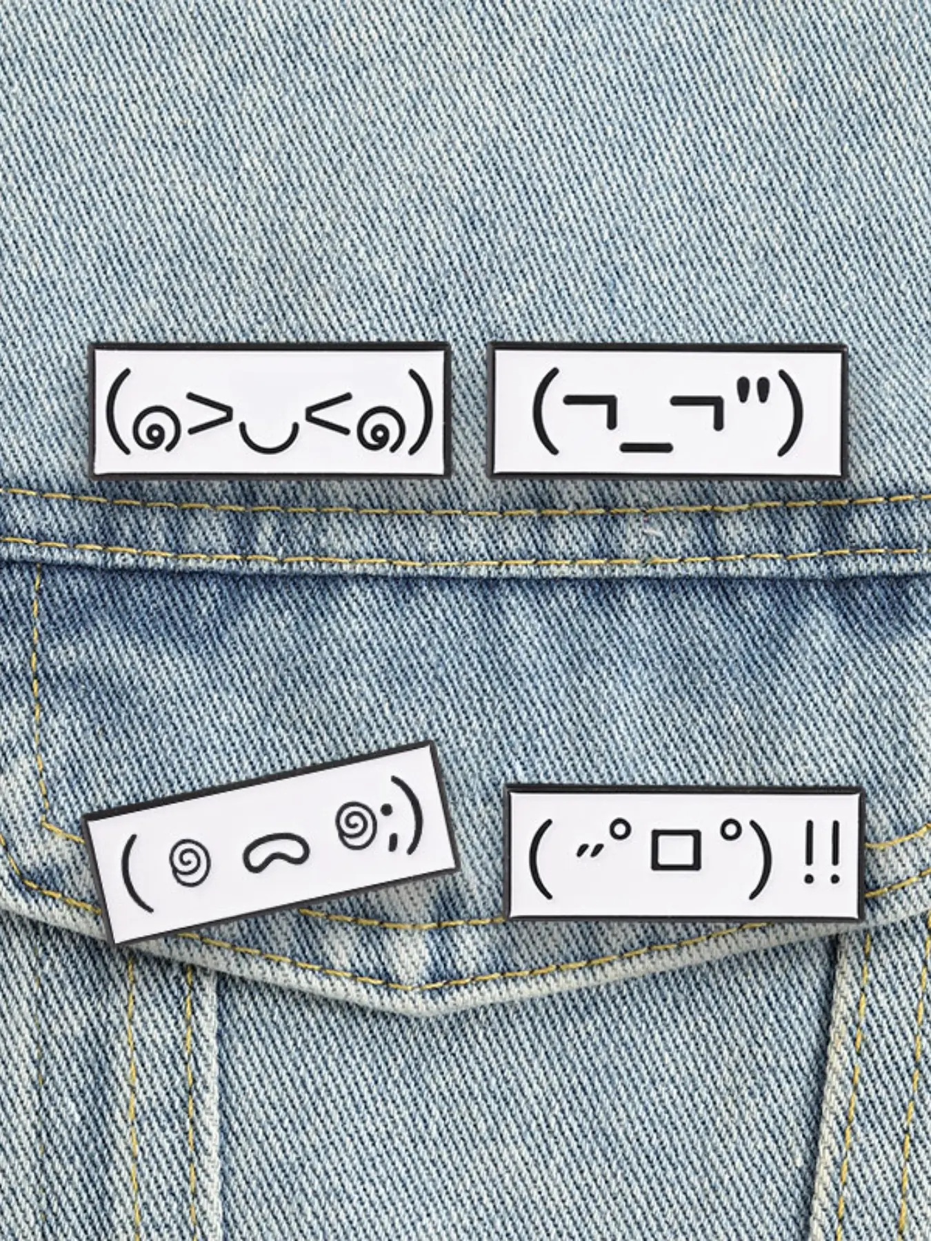 4PCS Cartoon Comic Dialogue Kaomoji Emoticons Enamel Pins, Funny Confused Shy Shocked And Helpless Expression Symbols Brooch ,for Introverts Personality Minimalist Outfits Backpack Jacket Hat  Decoration Gift
