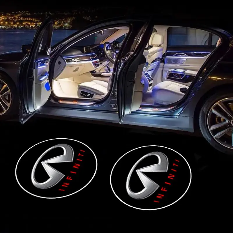 2PC Led Car Door Welcome Light Logo Shadow Projector Laser Lamp For Infiniti Q50 Q60S Q70 QX30 QX50 QX55 QX60 QX70 QX8 JX35 EX25 FX35 G37 Accessories Car Welcome Lights Door Courtesy Lights Car Decorative Light