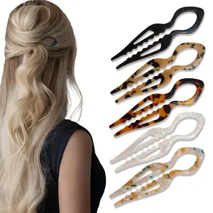 New 11cm Acetic Acid U-Shaped Hair Pin, Vintage Luxury Hair Fork, Women Updo Bun Chignon Hair Stick Hair Accessories