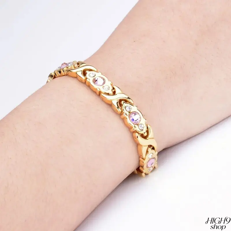 Wellness Healing Quiet Luxury Eco-Friendly Magnetic Therapy Bracelet For Women, Elegant Teardrop Cross Paved Rhinestone Single Row Lucky Clover Wrist Jewelry, Health Care Dainty Accessory For Daily Office Dating Styling