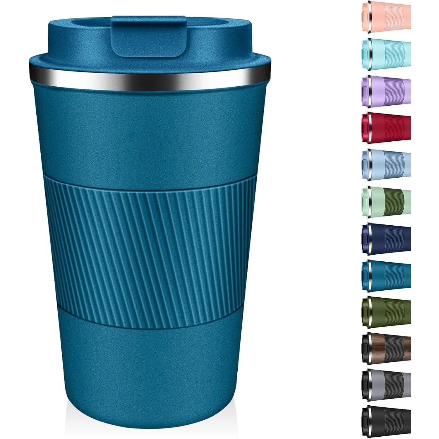 Insulated Coffee Tumbler 12 oz, Stainless Steel Coffee Mug with Lids, Travel Coffee Mug Leak Proof, Double Wall Vacuum Insulated Reusable Coffee Cup, Keep Drinks Hot and Cold (Deep Teal, 12 Ounces)Gift