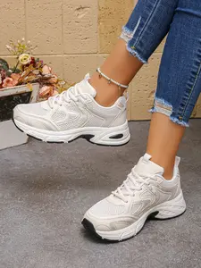 Vintage Breathable Mesh Thick Sole Casual Shoes for Women, Shock Absorbing Walking Running Training Shoes, All Seasons Comfort