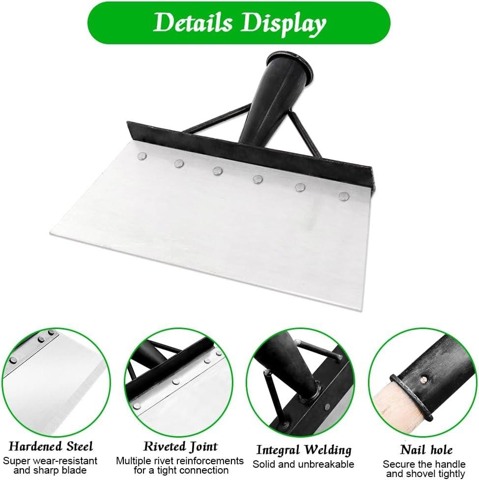 Heavy-Duty Stainless Steel Shovel Multi-Functional Garden Cleaning Tool with Ergonomic Design for Moss Weeds and Snow Handle-Free Gardening Shovel Manganese Steel Trenching Spade Steel Snow Shovel