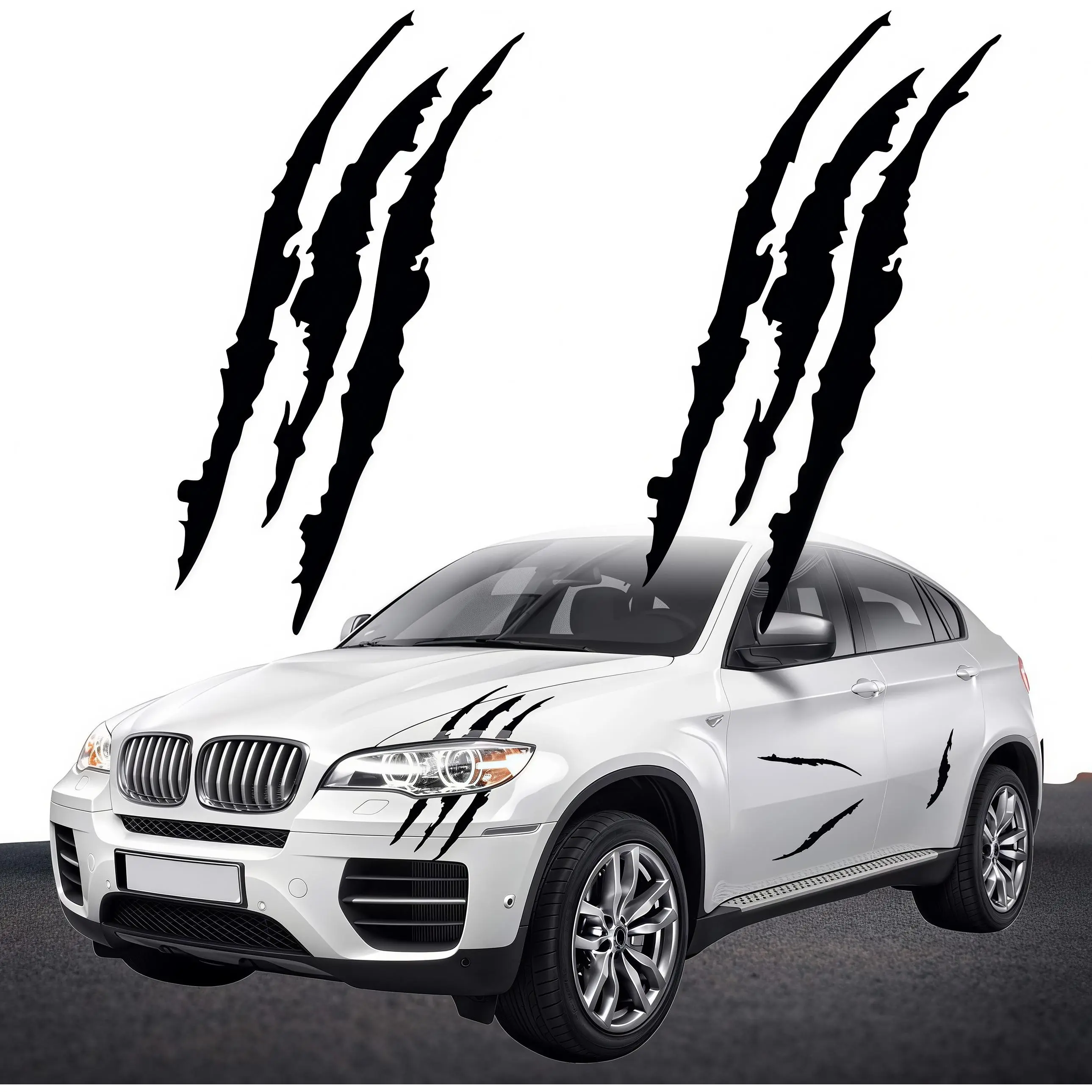 2PCS Claw Mark Headlight Decals – Black Vinyl Headlight Stickers for Cars, Trucks & SUVs, 15.8 in