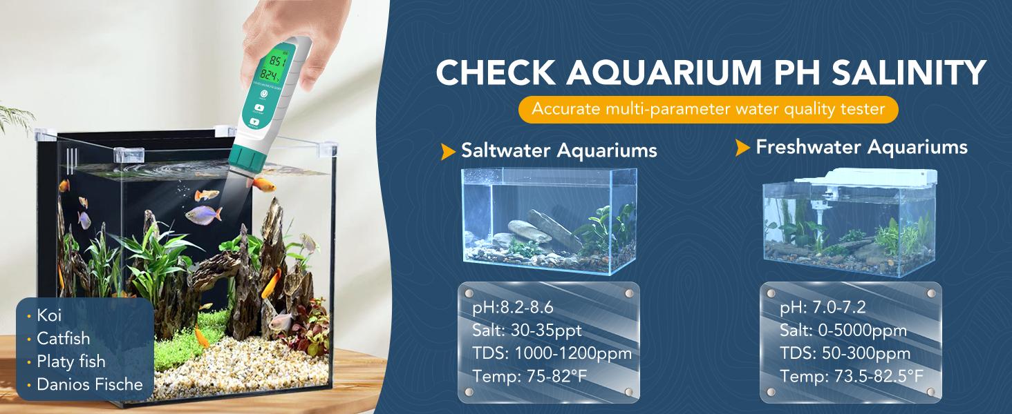 ORP Meter & Hydrogen Tester – 7-in-1 Quality Tester for Drinking, pH, TDS, EC, Temp, Salinity & S.G Monitor, TDS Meter for Home, Hydroponics, Aquarium,Pools