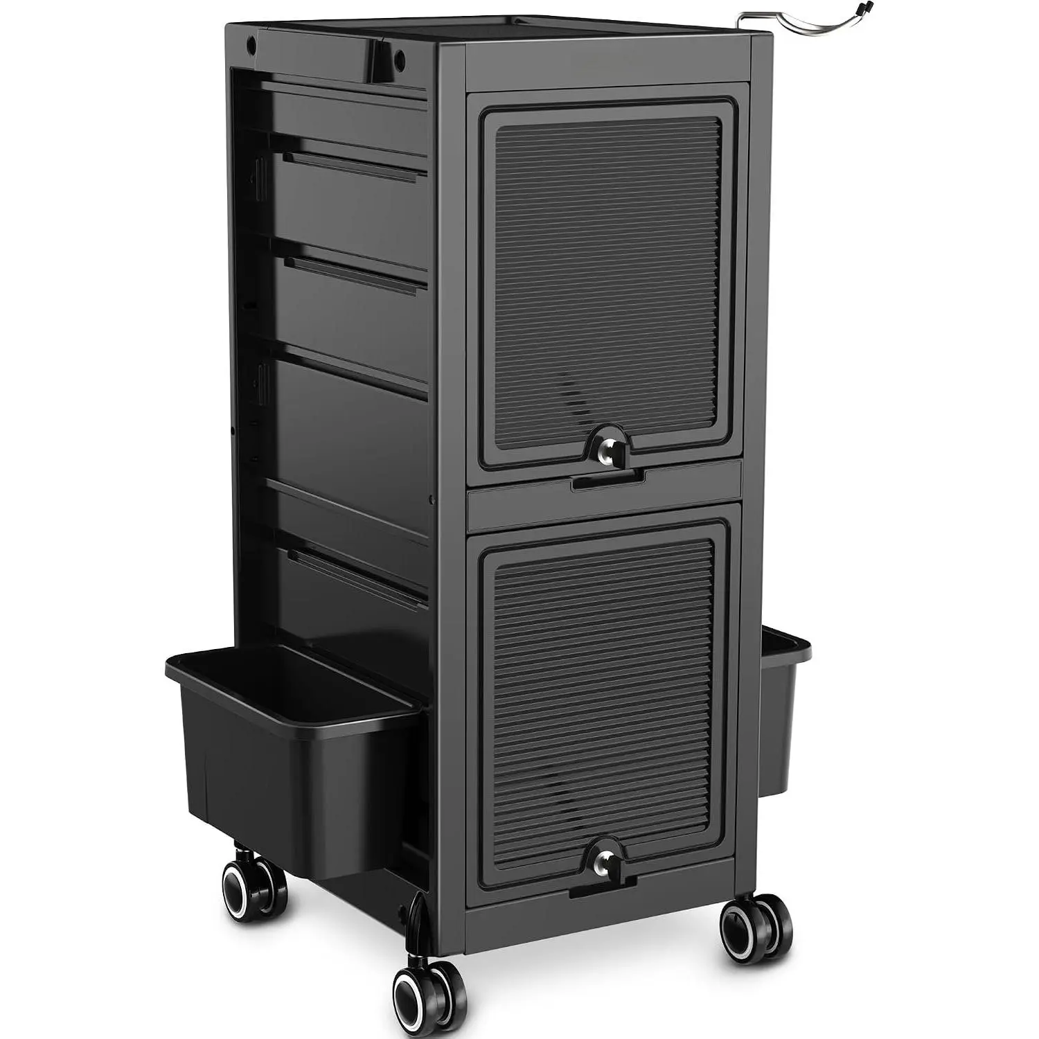 Lockable Salon Trolley Cart with Wheels and 6 Drawers & 2 Bucket | Versatile Salon Cart for Hair Stylist, Salon Rolling Cart for Extra Storage, Multi-use Cart for Salon, , Barber